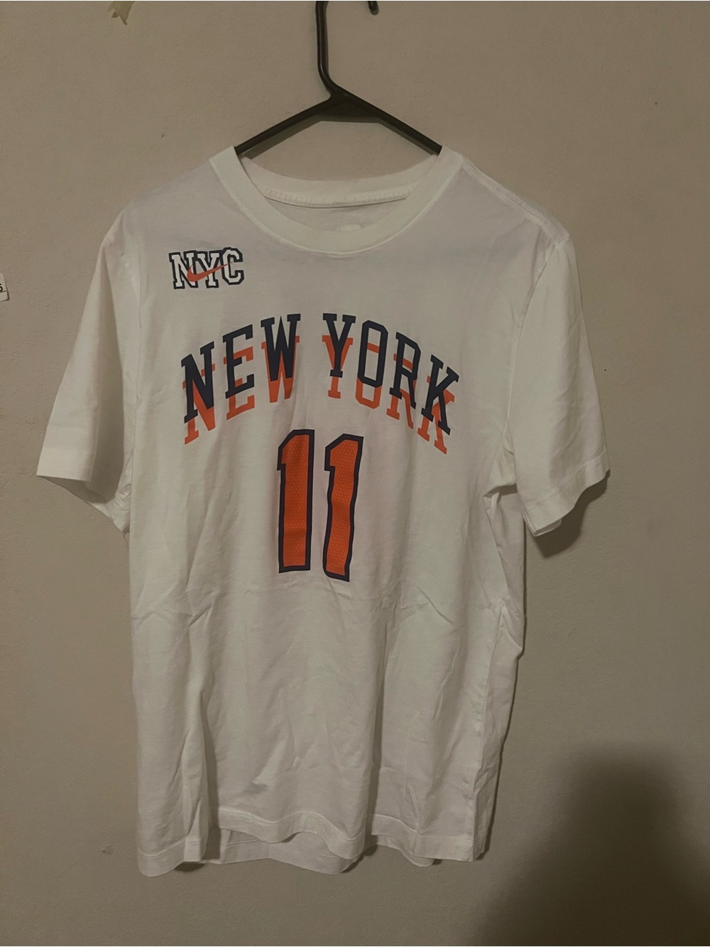 JALEN BRUNSON MENS/UNISEX MEDUIM THE NIKE TEE SHIRT WHITE ORANGE NWOT